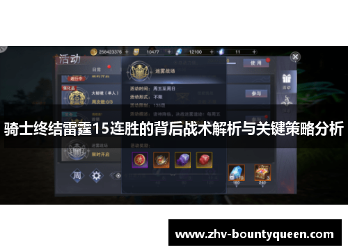 骑士终结雷霆15连胜的背后战术解析与关键策略分析